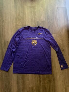Nike Men’s Purple and Gold LSU Long Sleeve Dri-Fit Tee